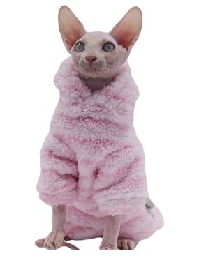 New Soft Pink Plush Cat Coat - XL